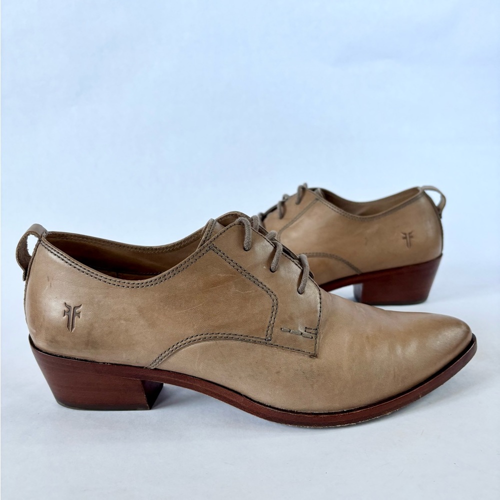 Frye Leather Lace-Up Oxford Heels Tan | Women’s Size 9